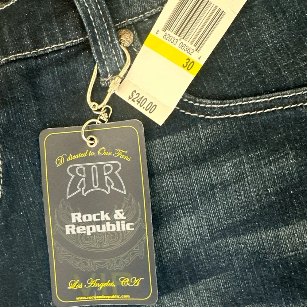 Rock & Republic Blue Jeans 30 X 32 Bootcut Kiedis 98% Cotton 2% Elastin NWT $240
